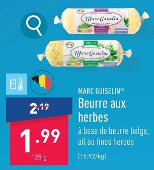 Promotions Beurre aux herbes - Marc Guiselin - Valide de 08/01/2024 à 13/01/2024 chez Aldi