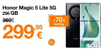 Promoties Honor magic 5 lite 5g 256 gb - Honor - Geldig van 03/01/2024 tot 31/01/2024 bij Orange