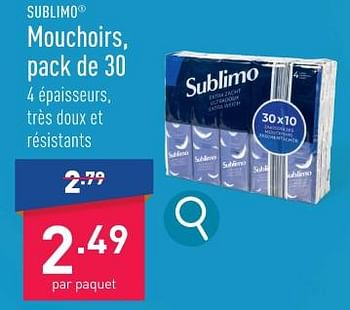 Promotions Mouchoirs - Sublimo - Valide de 08/01/2024 à 13/01/2024 chez Aldi