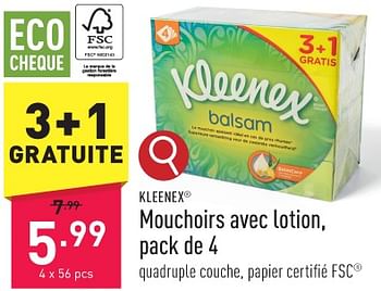 Promotions Mouchoirs avec lotion - Kleenex - Valide de 10/01/2024 à 13/01/2024 chez Aldi