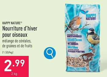 Promotions Nourriture d’hiver pour oiseaux - Happy Nature - Valide de 10/01/2024 à 13/01/2024 chez Aldi