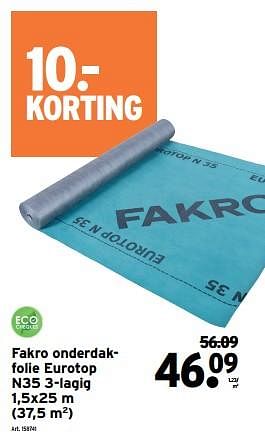 Promoties Fakro onderdakfolie eurotop n35 - Fakro - Geldig van 03/01/2024 tot 30/01/2024 bij Gamma