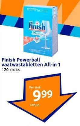 Promotions Finish powerball vaatwastabletten all-in 1 - Finish - Valide de 03/01/2024 à 09/01/2024 chez Action