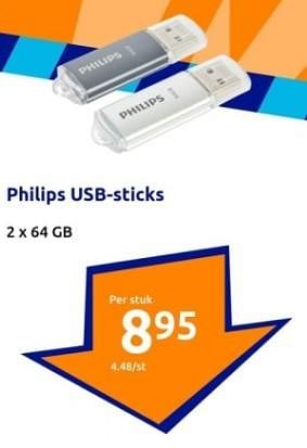 Promoties Philips usb-sticks - Philips - Geldig van 03/01/2024 tot 09/01/2024 bij Action