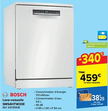 Promotions Bosch lave-vaisselle sms4htw33e - Bosch - Valide de 03/01/2024 à 15/01/2024 chez Carrefour