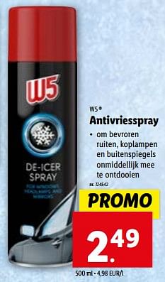 Promotions Antivriesspray - W5 - Valide de 10/01/2024 à 16/01/2024 chez Lidl