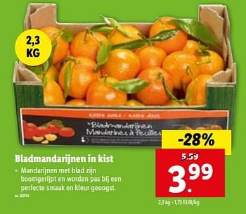 Promotions Bladmandarijnen in kist - Produit maison - Lidl - Valide de 10/01/2024 à 16/01/2024 chez Lidl