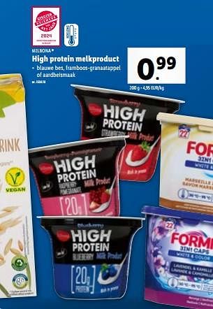 Promoties High protein melkproduct - Milbona - Geldig van 10/01/2024 tot 16/01/2024 bij Lidl