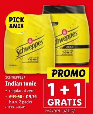 Promoties Indian tonic - Schweppes - Geldig van 10/01/2024 tot 16/01/2024 bij Lidl
