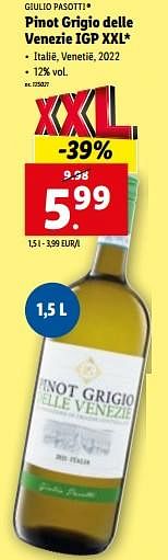 Promoties Pinot grigio delle venezie igp xxl - Witte wijnen - Geldig van 10/01/2024 tot 16/01/2024 bij Lidl