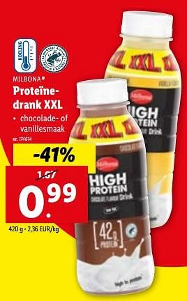 Promoties Proteïnedrank xxl - Milbona - Geldig van 10/01/2024 tot 16/01/2024 bij Lidl