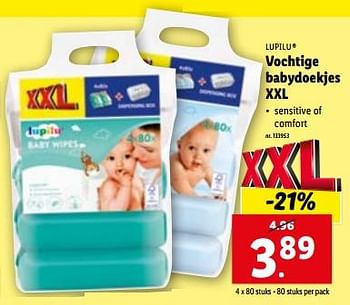Promoties Vochtige babydoekjes xxl - Lupilu - Geldig van 10/01/2024 tot 16/01/2024 bij Lidl