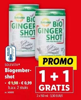 Promoties Biogembershot - Solevita - Geldig van 10/01/2024 tot 16/01/2024 bij Lidl