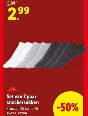 Promoties Set van 7 paar sneakersokken - Huismerk - Lidl - Geldig van 10/01/2024 tot 16/01/2024 bij Lidl