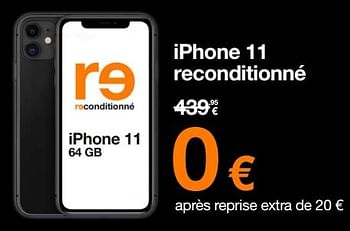Promotions Apple iphone 11 reconditionné - Apple - Valide de 03/01/2024 à 31/01/2024 chez Orange
