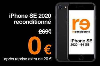Promotions Apple iphone se 2020 reconditionné - Apple - Valide de 03/01/2024 à 31/01/2024 chez Orange