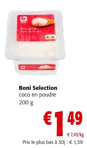 Promotions Boni selection coco en poudre - Boni - Valide de 02/01/2024 à 16/01/2024 chez Colruyt