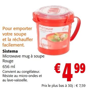 Promotions Sistema microwave mug à soupe rouge - Sistema - Valide de 02/01/2024 à 16/01/2024 chez Colruyt
