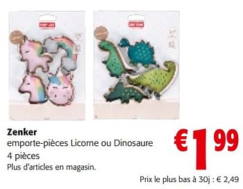 Promotions Zenker emporte-pièces licorne ou dinosaure - Zenker - Valide de 02/01/2024 à 16/01/2024 chez Colruyt