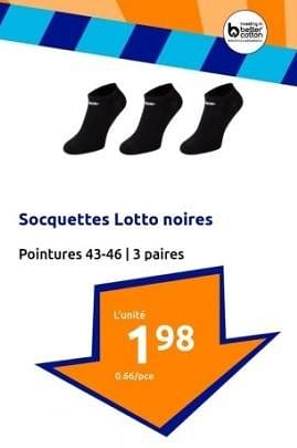 Promotions Socquettes lotto noires - Lotto - Valide de 03/01/2024 à 09/01/2024 chez Action