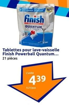 Promotions Tablettes pour lave-vaisselle finish powerball quantum - Finish - Valide de 03/01/2024 à 09/01/2024 chez Action