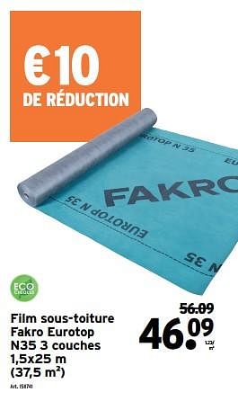 Promotions Film sous-toiture fakro eurotop n35 3 couches - Fakro - Valide de 03/01/2024 à 30/01/2024 chez Gamma
