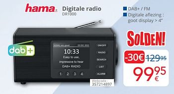 Promoties Hama digitale radio dr1000 - Hama - Geldig van 03/01/2024 tot 31/01/2024 bij Eldi