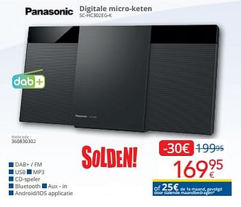 Promoties Panasonic digitale micro-keten sc-hc302eg-k - Panasonic - Geldig van 03/01/2024 tot 31/01/2024 bij Eldi