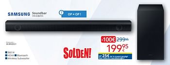 Promoties Samsung soundbar hw-530-xn - Samsung - Geldig van 03/01/2024 tot 31/01/2024 bij Eldi