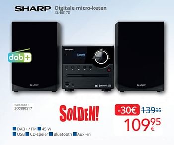 Promotions Sharp digitale micro-keten xl-b517d - Sharp - Valide de 03/01/2024 à 31/01/2024 chez Eldi