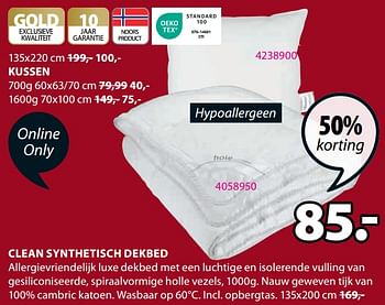 Promoties Clean synthetisch dekbed - Huismerk - Jysk - Geldig van 03/01/2024 tot 31/01/2024 bij Jysk
