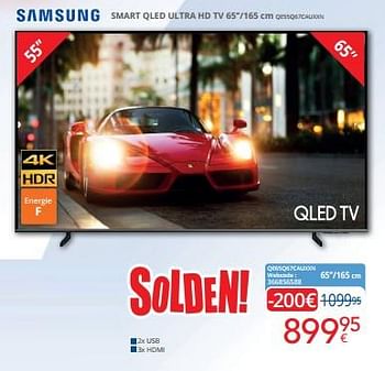 Promoties Samsung smart qled ultra hd tv qe65q67cauxxn - Samsung - Geldig van 03/01/2024 tot 31/01/2024 bij Eldi