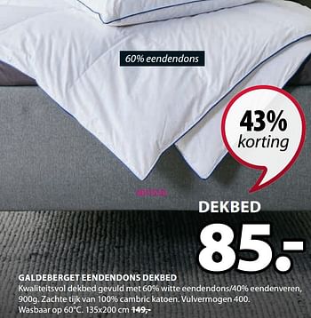 Promoties Galdeberget eendendons dekbed - Huismerk - Jysk - Geldig van 03/01/2024 tot 31/01/2024 bij Jysk