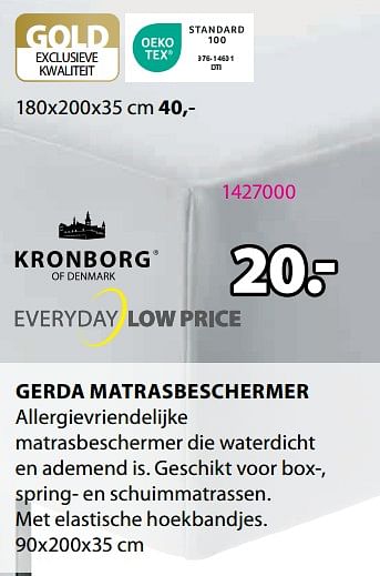 Promoties Gerda matrasbeschermer - Kronborg - Geldig van 03/01/2024 tot 31/01/2024 bij Jysk