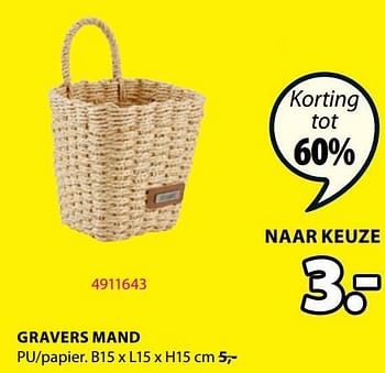 Promoties Gravers mand - Huismerk - Jysk - Geldig van 03/01/2024 tot 31/01/2024 bij Jysk