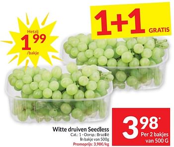 Promoties Witte druiven seedless - Huismerk - Intermarche - Geldig van 09/01/2024 tot 14/01/2024 bij Intermarche