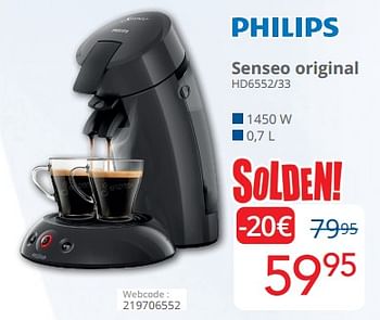 Promoties Philips senseo original hd6552-33 - Philips - Geldig van 03/01/2024 tot 31/01/2024 bij Eldi