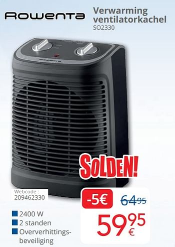 Promoties Rowenta verwarming ventilatorkachel so2330 - Rowenta - Geldig van 03/01/2024 tot 31/01/2024 bij Eldi