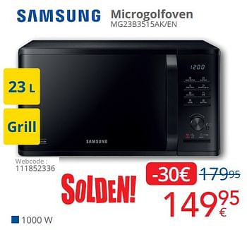 Promoties Samsung microgolfoven mg23b3515ak-en - Samsung - Geldig van 03/01/2024 tot 31/01/2024 bij Eldi