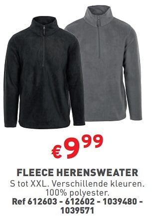 Promoties Fleece herensweater - Huismerk - Trafic  - Geldig van 03/01/2024 tot 31/01/2024 bij Trafic