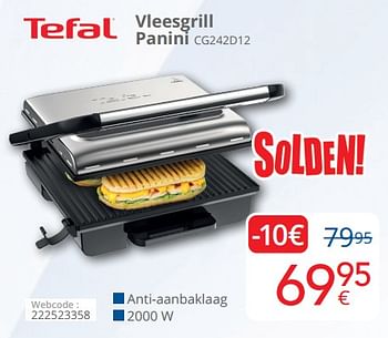 Promoties Tefal vleesgrill panini cg242d12 - Tefal - Geldig van 03/01/2024 tot 31/01/2024 bij Eldi