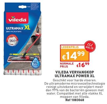 Promoties Vileda vervangkop ultramax power xl - Vileda - Geldig van 03/01/2024 tot 31/01/2024 bij Trafic