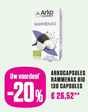 Promoties Arkocapsules rammenas bio - Arkopharma - Geldig van 02/01/2024 tot 31/01/2024 bij Medi-Market