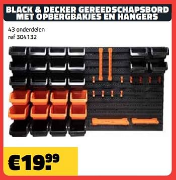 Promoties Black + decker gereedschapsbord met opbergbakjes en hangers - Black & Decker - Geldig van 08/01/2024 tot 31/01/2024 bij Bouwcenter Frans Vlaeminck
