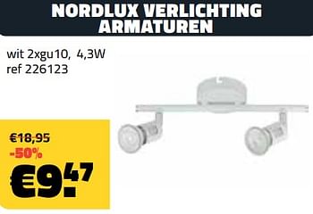 Promoties Nordlux verlichting armaturen wit 2xgu10 - nordlux - Geldig van 08/01/2024 tot 31/01/2024 bij Bouwcenter Frans Vlaeminck