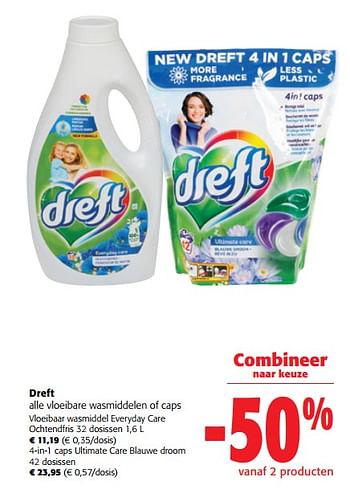 Promoties Dreft alle vloeibare wasmiddelen of caps - Dreft - Geldig van 02/01/2024 tot 16/02/2024 bij Colruyt
