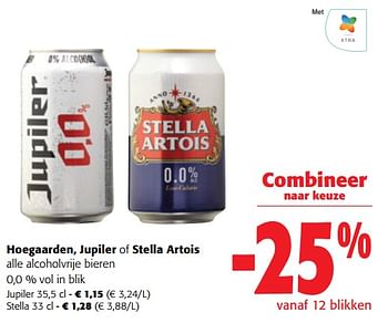 Promoties Hoegaarden, jupiler of stella artois alle alcoholvrije bieren - Huismerk - Colruyt - Geldig van 02/01/2024 tot 16/02/2024 bij Colruyt