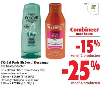 Promoties L`oréal paris elsève of dessange alle haarproducten - Huismerk - Colruyt - Geldig van 02/01/2024 tot 16/02/2024 bij Colruyt