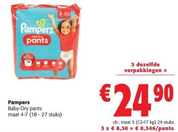 Promotions Pampers baby-dry pants maat 5 - Pampers - Valide de 02/01/2024 à 16/02/2024 chez Colruyt