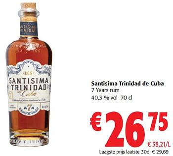 Promoties Santisima trinidad de cuba 7 years rum - Santisima Trinidad de Cuba - Geldig van 02/01/2024 tot 16/02/2024 bij Colruyt